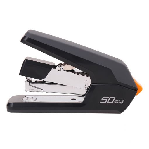 Effortless Stapler 50 sheets24/6 & 26/6 & 24/8 BLACK Metal Half Strip - Deli