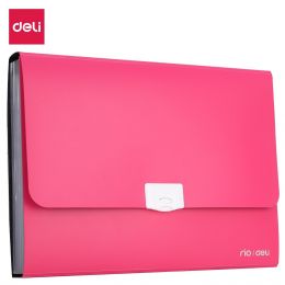 Expanding File A4 PP 7 Partition With Handle Buckled Assorted Colours - Deli