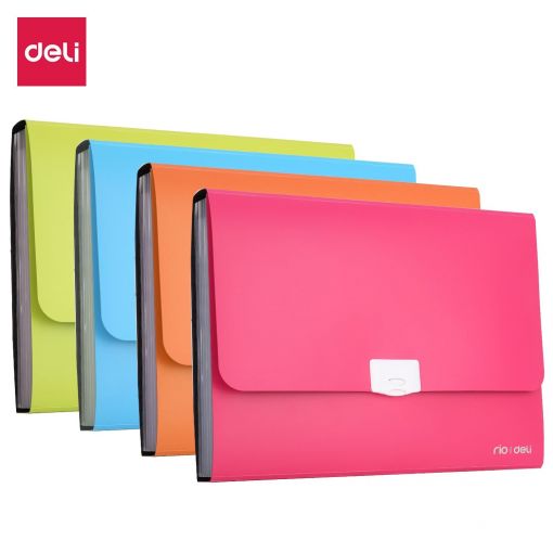 Expanding File A4 PP 7 Partition With Handle Buckled Assorted Colours - Deli