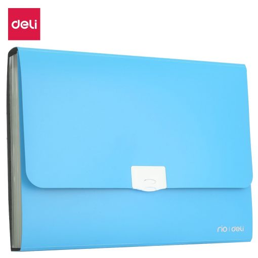 Expanding File A4 PP 7 Partition With Handle Buckled Assorted Colours - Deli