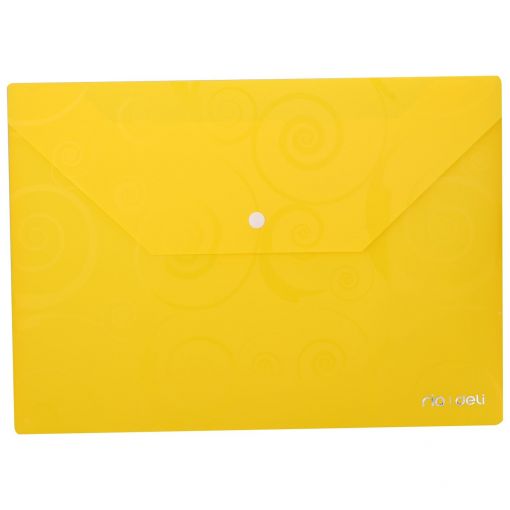 Carry Folder - A4 Transparent Deco with press stud (180 micron) Assorted colours - Deli