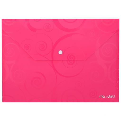 Carry Folder - A4 Transparent Deco with press stud (180 micron) Assorted colours - Deli