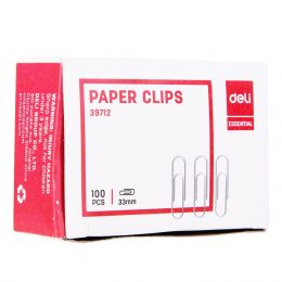 Paper Clips Silver 33mm Box 100's - Deli