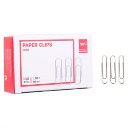 Paper Clips Silver 50mm Box 100's - Deli