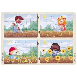 PZ Wood Frame - A4 (4x9pc) - Growing Flowers