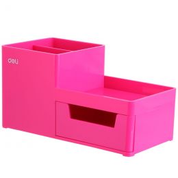 Desk Organizer - 1 Drawer 3 Compartment - Red - Deli