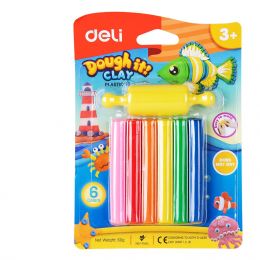 Modelling Clay - Plasticine 6 Colours Net Weight: 60g Assorted - Deli