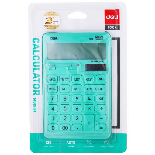 Calculator Plastic 12 Digits - Blue - Deli