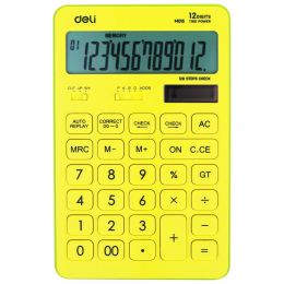 Calculator Plastic 12 Digits - Yellow Green - Deli