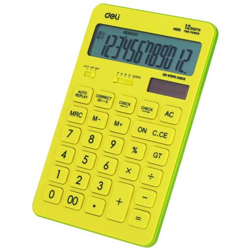 Calculator Plastic 12 Digits - Yellow Green - Deli