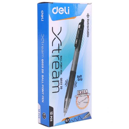 Pen - Ballpoint - Black Click - Tip 0.7mm (12pc) - Xtream  - Deli