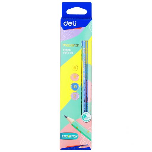 Pencils - HB (12pc) 2.2mm Hexagonal with Eraser Tip - Macaron - Deli