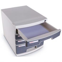 File Cabinet Front Lock - 4 Drawers 395x302x325mm Light Grey - Deli
