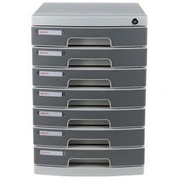 File Cabinet Front Lock 7 Drawers 395x302x432mm Light Grey  - Deli
