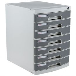 File Cabinet Front Lock 7 Drawers 395x302x432mm Light Grey  - Deli