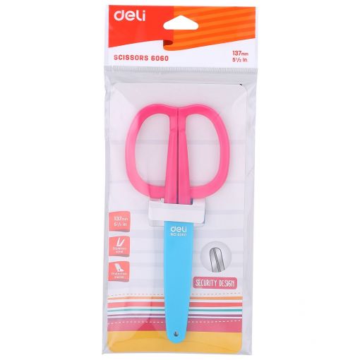 Scissors - 13.5cm School Scissor with Protective Sleeve  - Deli