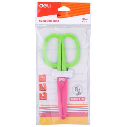 Scissors - 13.5cm School Scissor with Protective Sleeve  - Deli