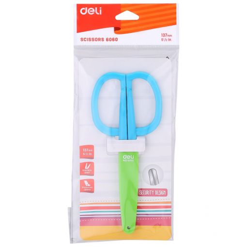 Scissors - 13.5cm School Scissor with Protective Sleeve  - Deli