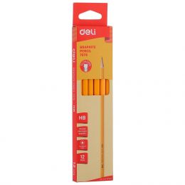 Pencils - HB (12pc) Yellow with Eraser Tip  - Deli