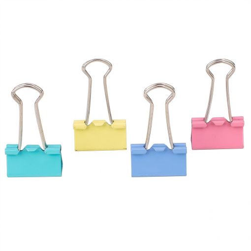 Foldback Binder Clips - 25mm (48pc) in Tub - Pastel Colours - Deli