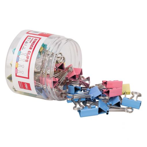 Foldback Binder Clips - 19mm (40pc) in Tub - Pastel Colours - Deli