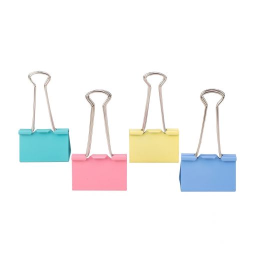 Foldback Binder Clips - 19mm (40pc) in Tub - Pastel Colours - Deli