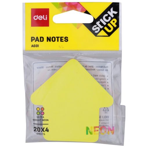 Sticky Notes - Shapes 76x76mm (80 Sheets) Neon - Assorted - Deli