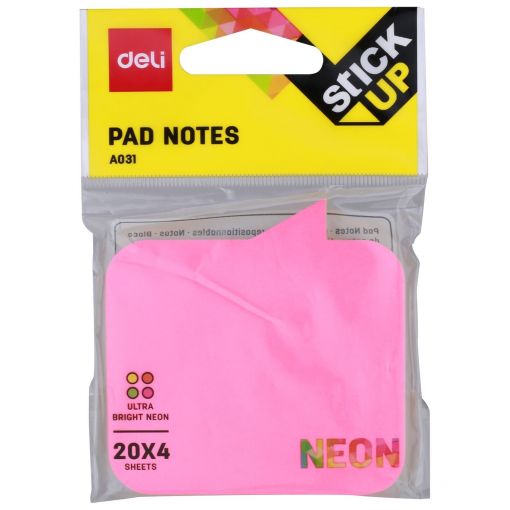 Sticky Notes - Shapes 76x76mm (80 Sheets) Neon - Assorted - Deli