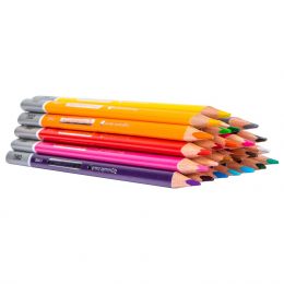 Colour Pencils -  3mm (24pc) Triangular in Metal Box - Deli