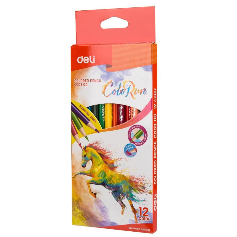 Colour Pencils - 2.9mm (12pc) Triangular - ColorRun  - Deli