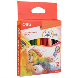 Colour Pencils - 2.9 (12pc) Triangular Half Length  -12 ColoRun - Deli