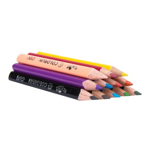 Colour Pencils - 2.9 (12pc) Triangular Half Length  -12 ColoRun - Deli