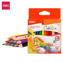 Colour Pencils - 2.9 (12pc) Triangular Half Length  -12 ColoRun - Deli