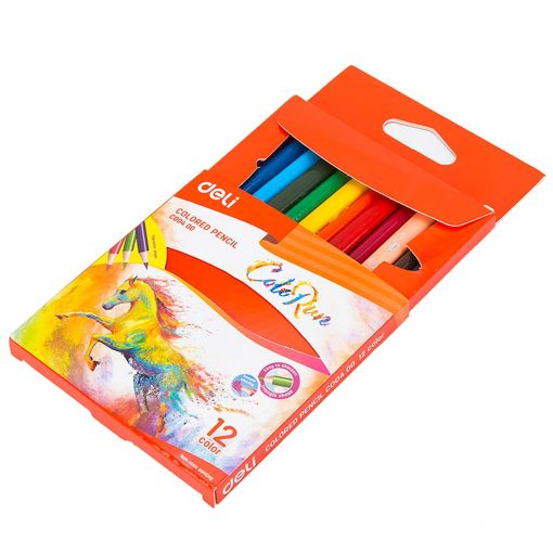 Colour Pencils - 2.9 (12pc) Triangular Half Length  -12 ColoRun - Deli