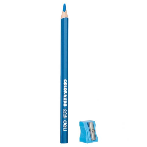 Colour Pencils - 5mm lead (6pc) Jumbo Triangular and Sharpener  - Deli