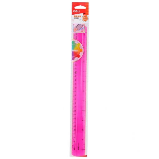 Ruler 30cm Clear Fluorescent - Assorted - Deli