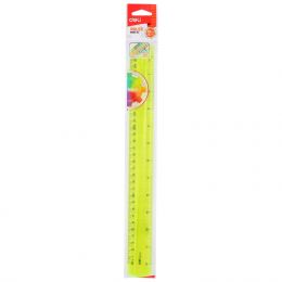 Ruler 30cm Clear Fluorescent - Assorted - Deli