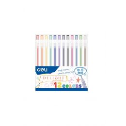 Pen - Gel - 12pc Bright Assorted Colours - Tip 0.5mm - Deli