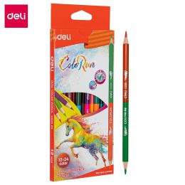 Colour Pencils - 2.9mm (12pc) Dual tip ColoRun - 24 Colours - Deli