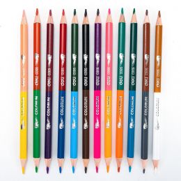 Colour Pencils - 2.9mm (12pc) Dual tip ColoRun - 24 Colours - Deli