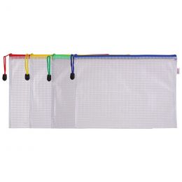 Zip Bag - A4 PVC Mesh (230micron) - 4 Assorted Colours - Deli