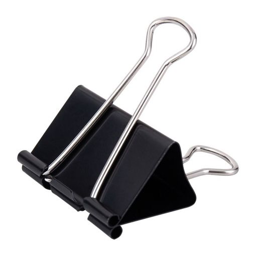 Foldback Binder Clips - 51mm (12pc) in Tub - Black - Deli