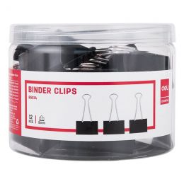 Foldback Binder Clips - 51mm (12pc) in Tub - Black - Deli