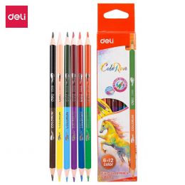 Colour Pencils - 2.9mm (6pc) Dual tip ColoRun - 12 Colours - Deli