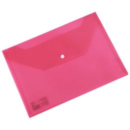 Carry Folder - A4 Transparent with Stud - RedPink - Deli
