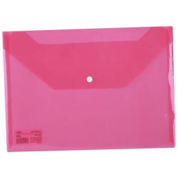 Carry Folder - A4 Transparent with Stud - RedPink - Deli