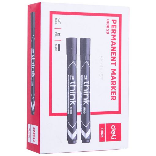 Permanent Marker - Bullet Tip 1.5mm (12pc) - Black - Deli