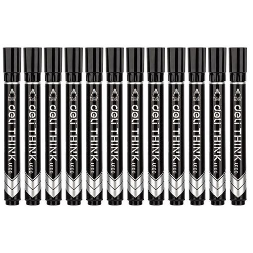 Permanent Marker - Bullet Tip 1.5mm (12pc) - Black - Deli