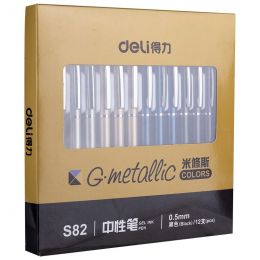 Pen - Gel - Black - Tip 0.5mm (1pc) in Metallic Barrel - Deli