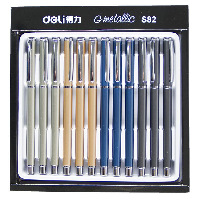 Pen - Gel - Black - Tip 0.5mm (12pc) in Metallic Barrel - Deli